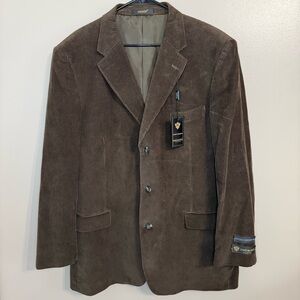 NWT Metro Club Collection Dark Brown Corduroy Blazer Academia Professor Mens 46L